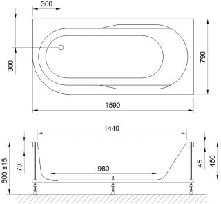Гидромассажная ванна Royal Bath Azur Standart 160x80см правая белый RB614202ST-R